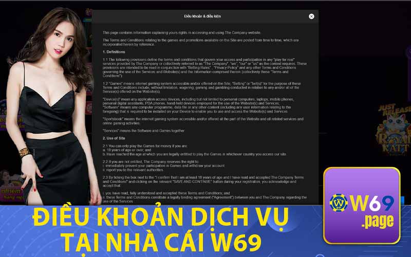 Điều Khoản Dịch Vụ Tại Nhà Cái W69